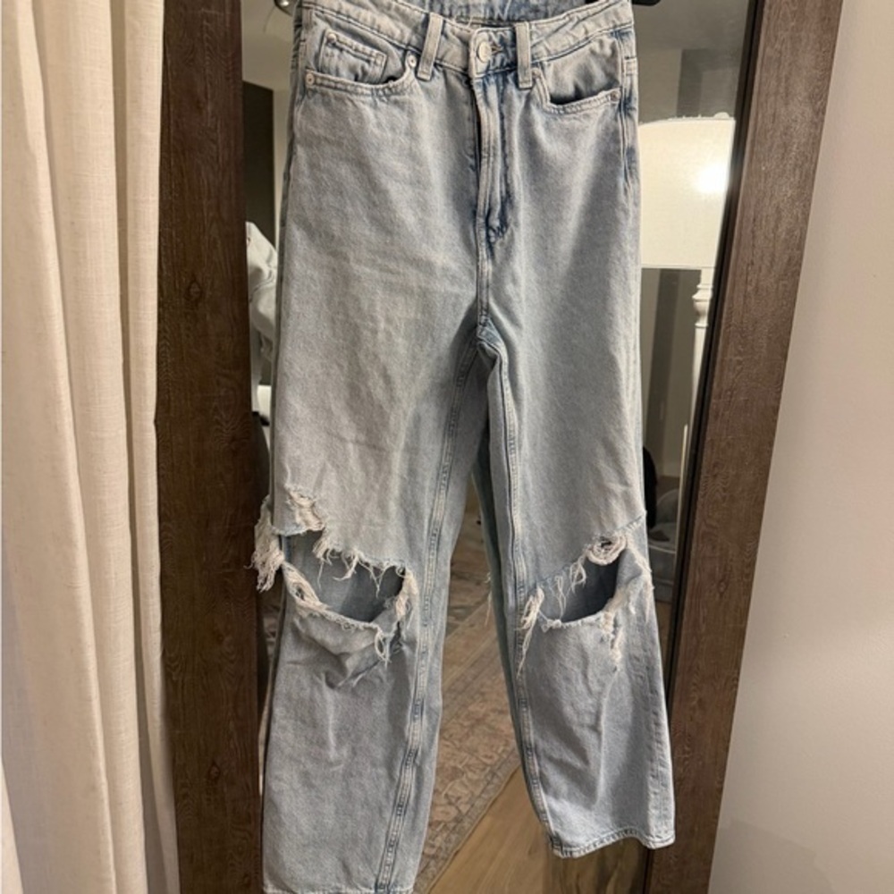 H&M Light Blue Distressed Boyfriend Jeans